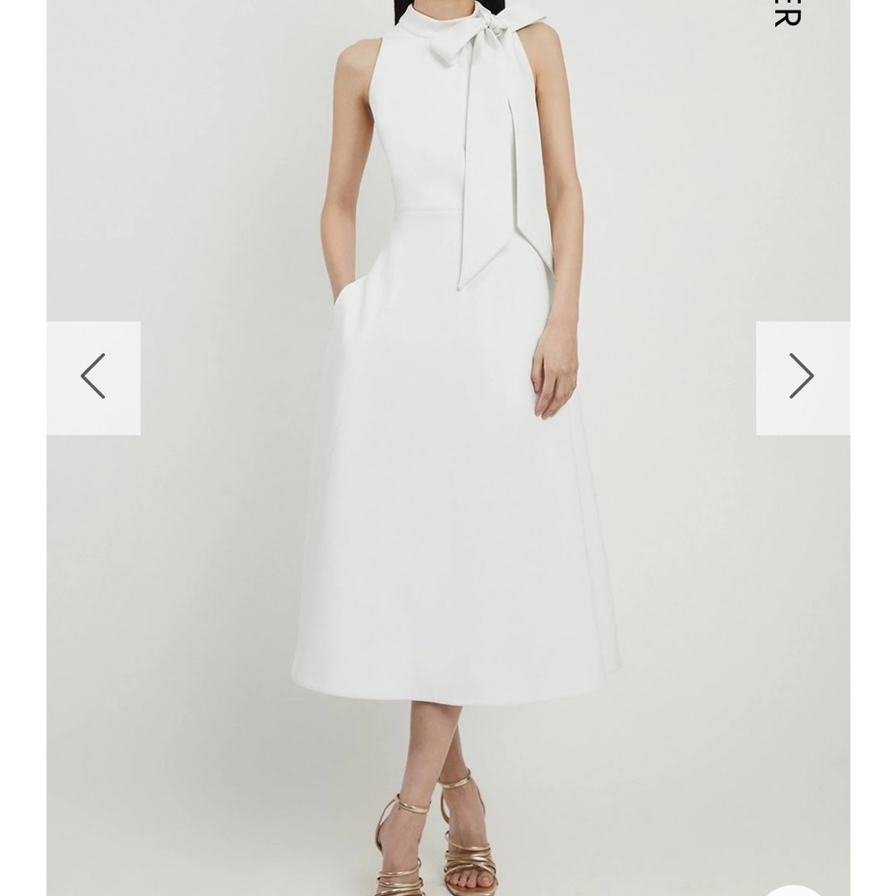 Karen Millen White Halter Bow Tie Neck Dress